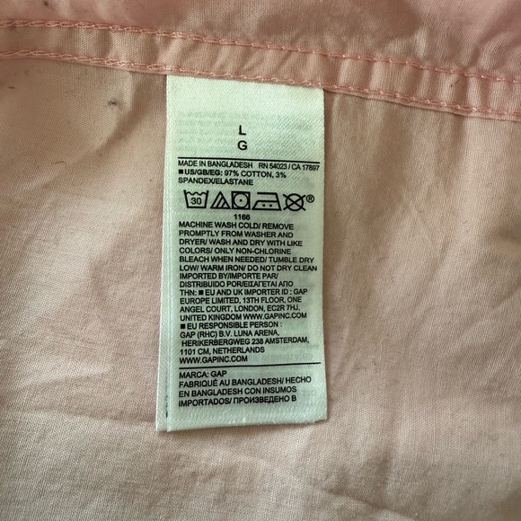 NWT GAP Stretch Poplin Men’s Pink Shirt in Standard Fit - Picture 3 of 3